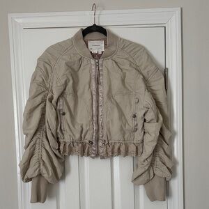 Anthropologie Beige Bomber Jacket